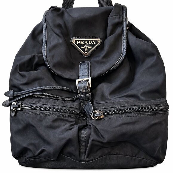Vintage Prada Tessuto Nylon Vela Backpack Black Double Pocket Logo Plaque main image 14